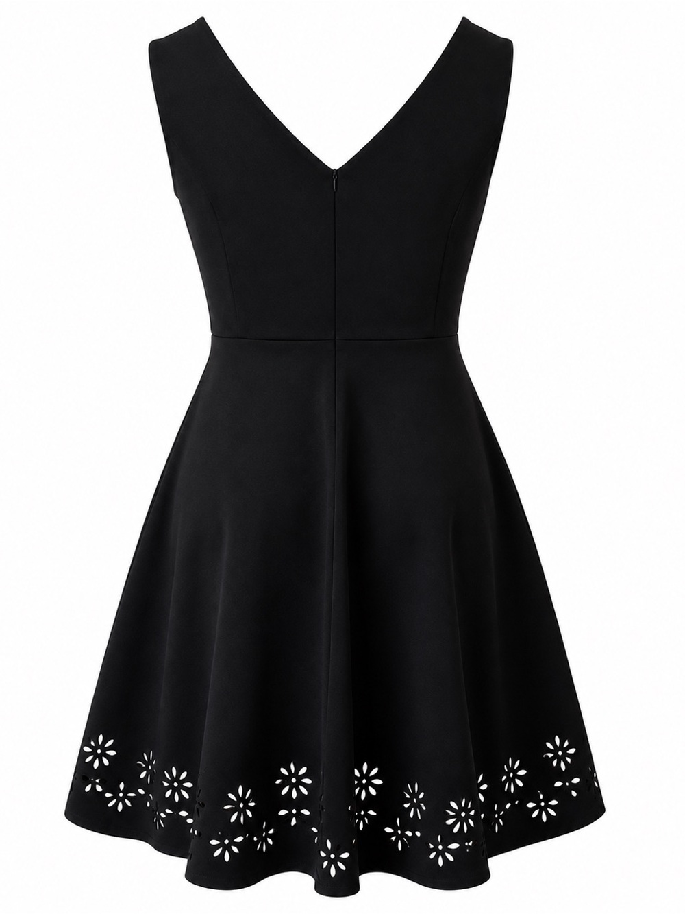 Romeo & Juliet Couture Black Laser Cut Fit & Flare Cocktail Dress Med Made USA - Picture 2 of 8